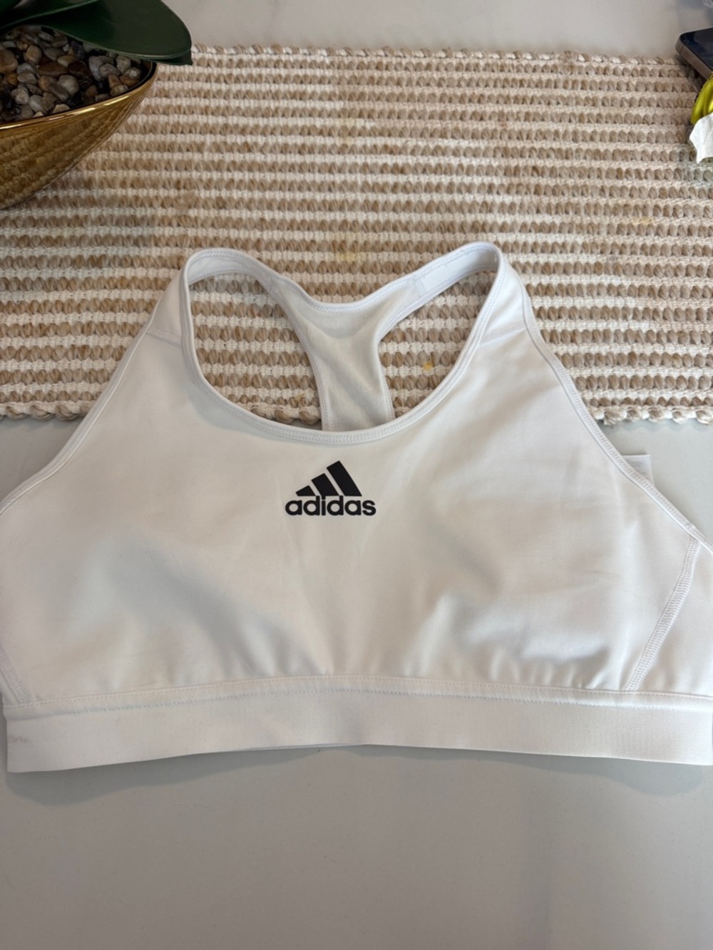 adidas White Racerback Medium-Support Sports Bra